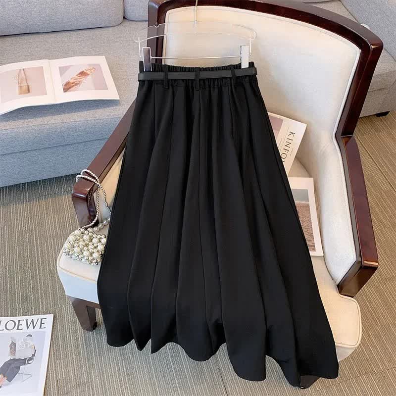 Jupe midi plissée élégante avec ceinture - image 2