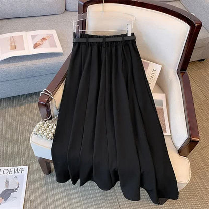 Jupe midi plissée élégante avec ceinture - image 2