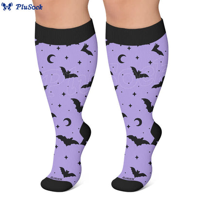 Chaussettes de compression grandes tailles à motif citrouille, chat et fantôme - image 5