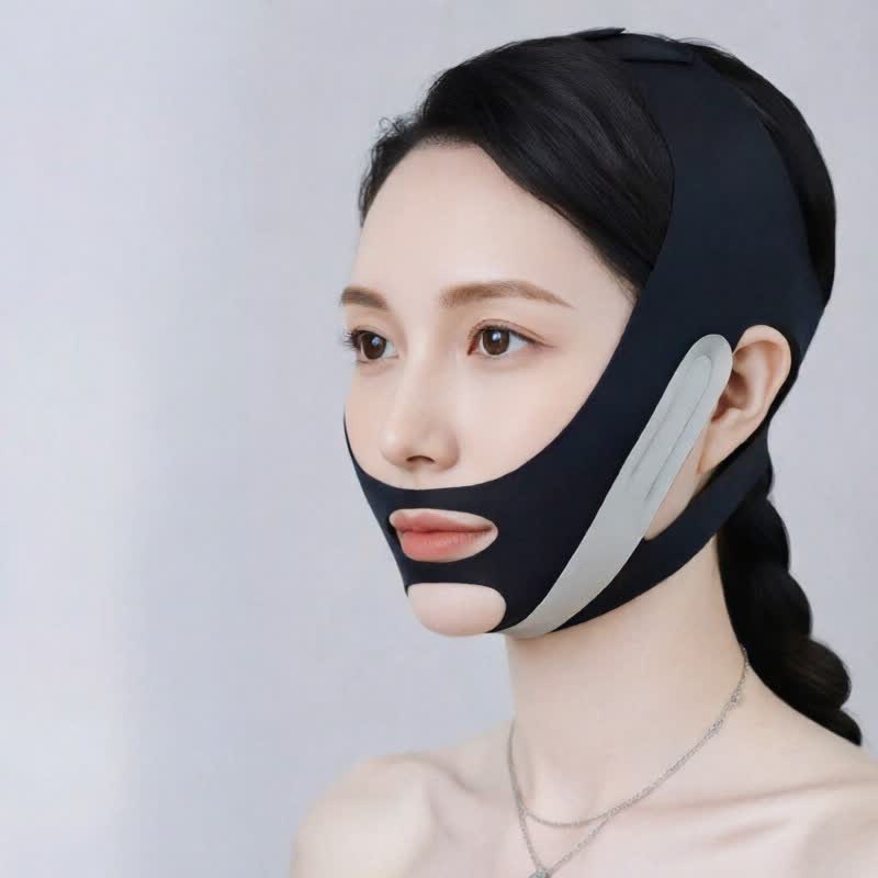 Bande de soutien faciale souple et ajustable en forme de V - Noir - One Size - image 4