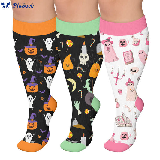 Chaussettes de compression Spellbound Ghost Pumpkin grandes tailles - image 0