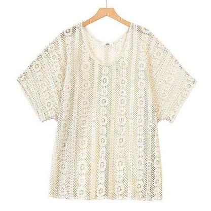 Ensemble trois pièces débardeur en dentelle et jupe midi - Blouse - 6XL - image 3