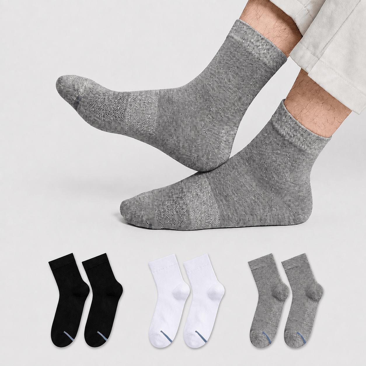 Chaussettes montantes respirantes de couleur unie (3 paires) - Multicolore - UE45-50 (US11-15) - image 0