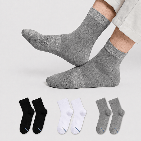 Chaussettes montantes respirantes de couleur unie (3 paires) - Multicolore - UE45-50 (US11-15) - image 0