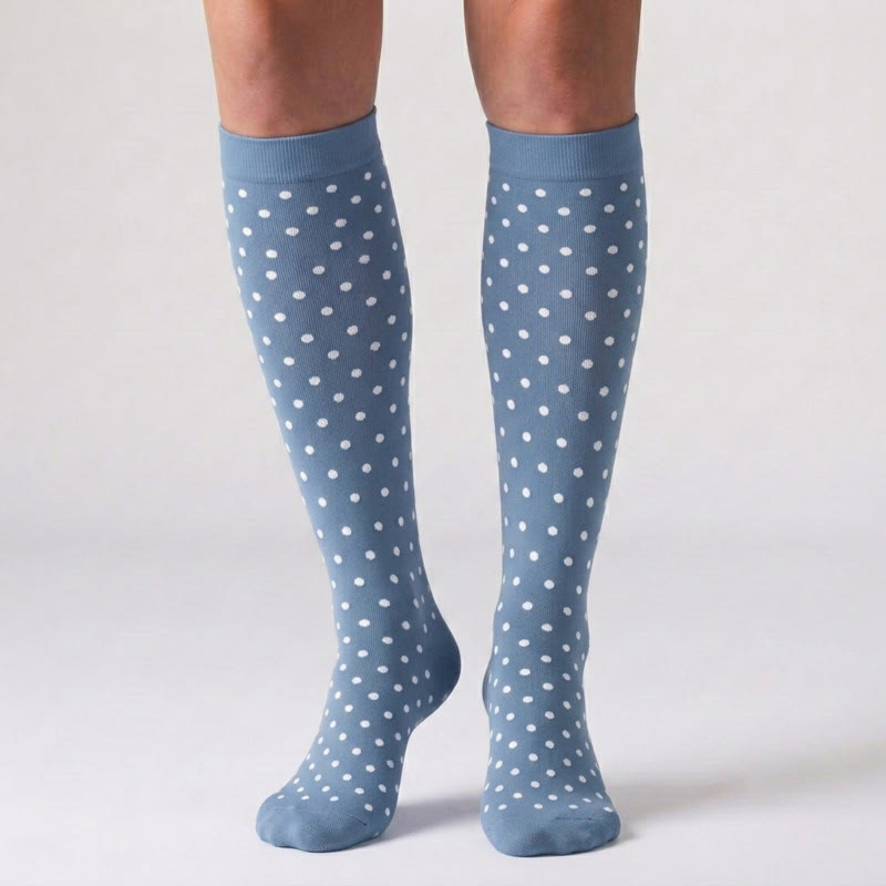 Chaussettes de compression à pois blancs (3 paires) - image 1