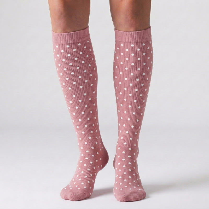 Chaussettes de compression à pois blancs (3 paires) - image 2