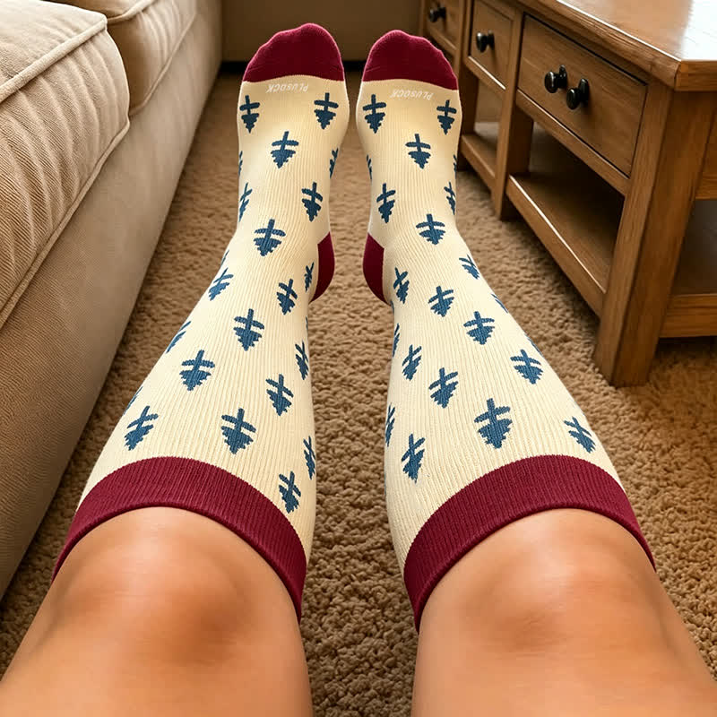 Chaussettes de compression à rayures roses grandes tailles - image 2