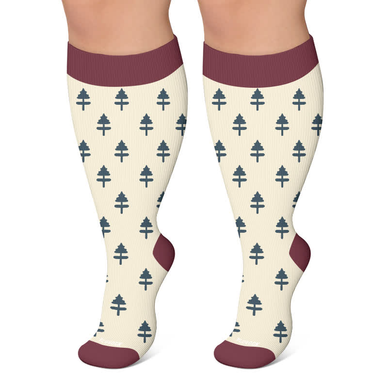 Chaussettes de compression à rayures roses grandes tailles - Beige - 4XL - image 5