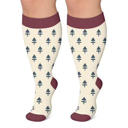 Chaussettes de compression à rayures roses grandes tailles - Beige - 4XL - image 5