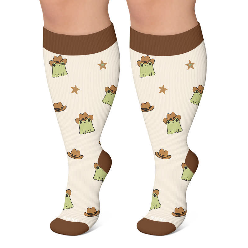 Chaussettes de compression Frog Garden en maille grande taille - Beige - 4XL - image 4