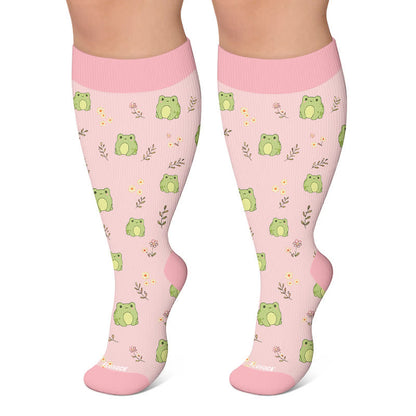 Chaussettes de compression grande taille en forme de grenouille champignon - Rose - 4XL - image 4