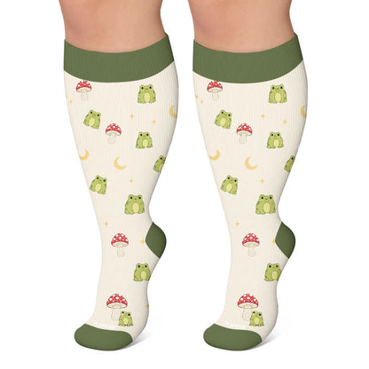 Chaussettes de compression grande taille en forme de grenouille champignon - Beige - 4XL - image 6