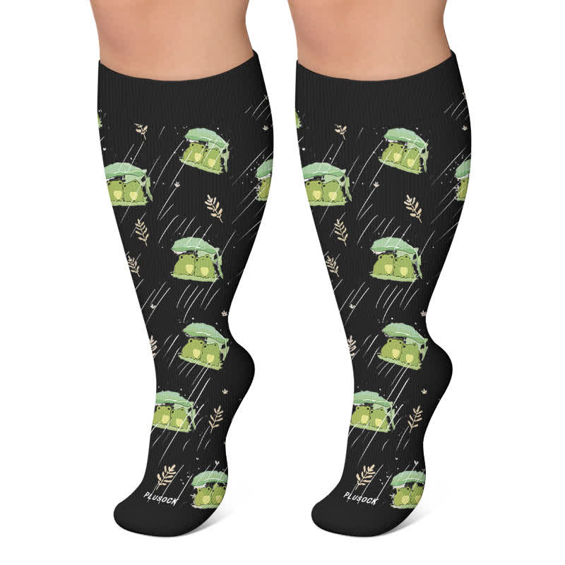 Chaussettes de compression grande taille en forme de grenouille champignon - Noir - 4XL - image 5