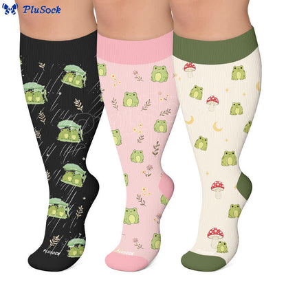 Chaussettes de compression grande taille en forme de grenouille champignon - image 0