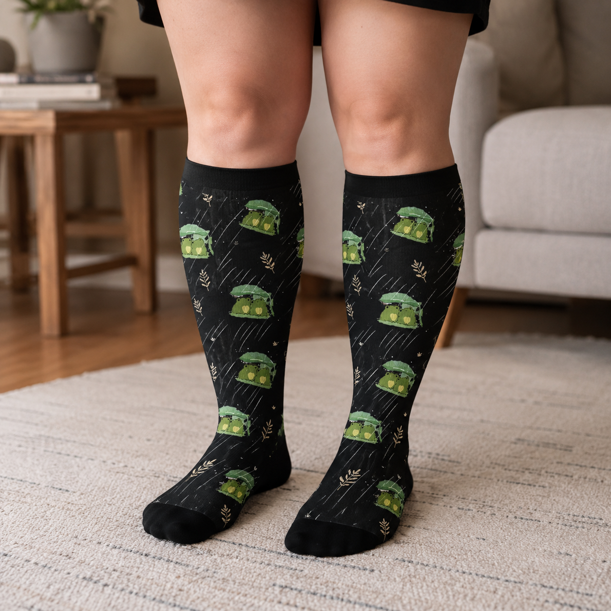 Chaussettes de compression grande taille en forme de grenouille champignon - image 1