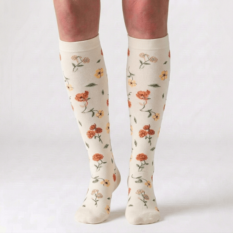 Chaussettes de compression hautes à imprimé marguerites Fuchsia (6 paires) - image 2