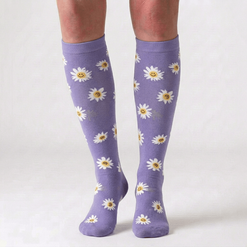 Chaussettes de compression hautes à imprimé marguerites Fuchsia (6 paires) - image 5