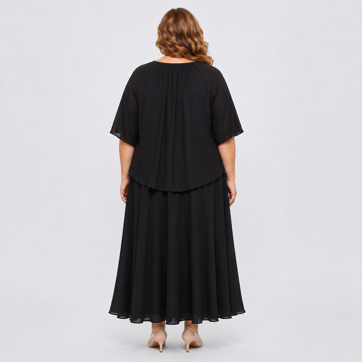 Ensemble jupe et haut ample en coton et lin uni grande taille avec poches - image 5