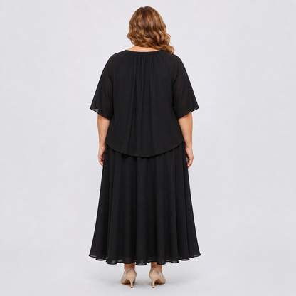 Ensemble jupe et haut ample en coton et lin uni grande taille avec poches - image 5