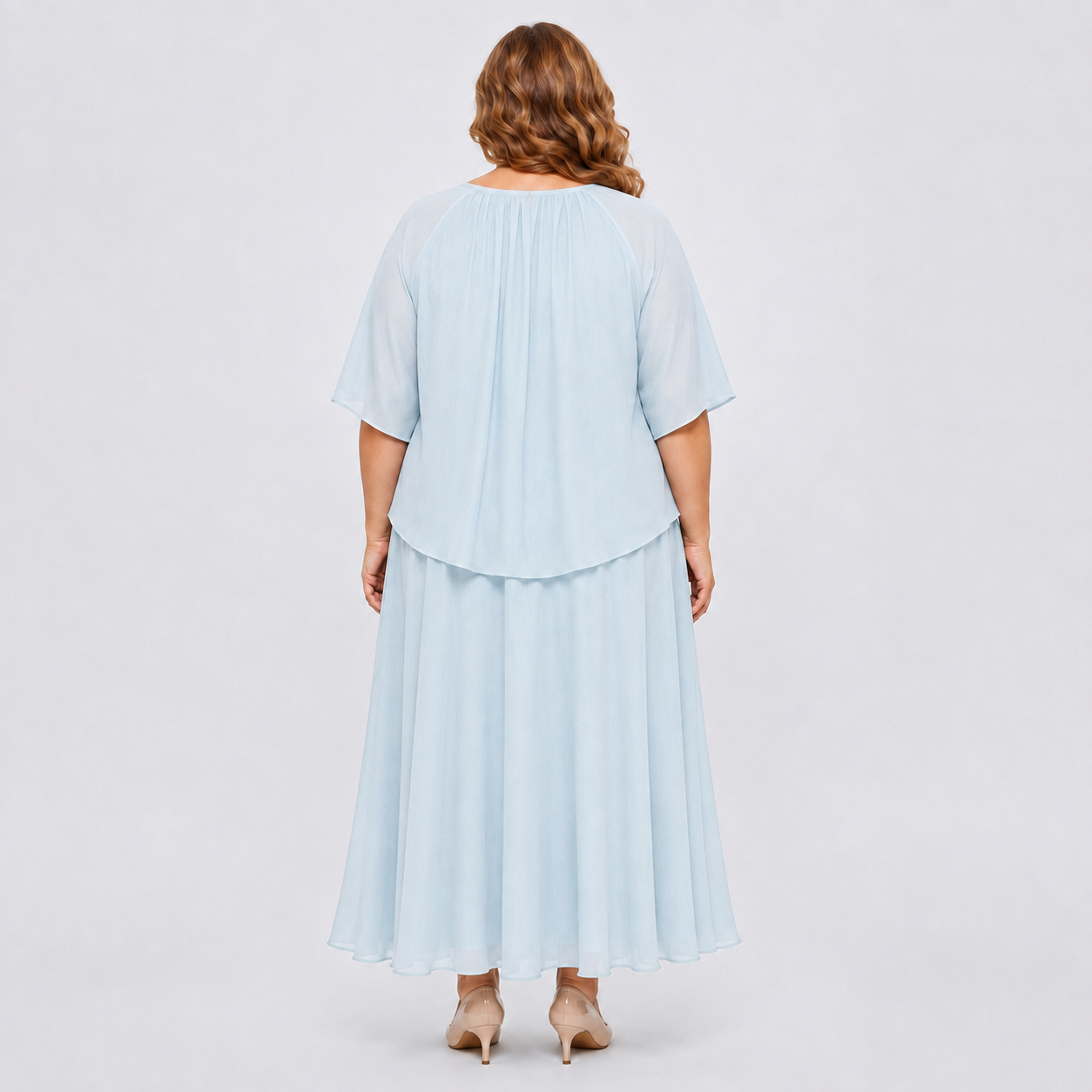 Ensemble jupe et haut ample en coton et lin uni grande taille avec poches - image 6