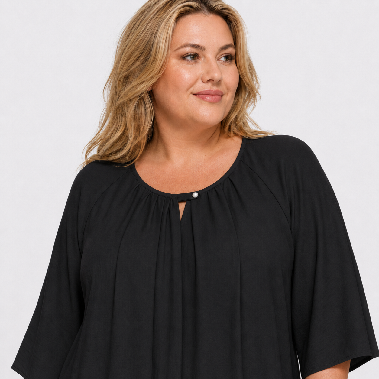 Ensemble jupe et haut ample en coton et lin uni grande taille avec poches - image 4