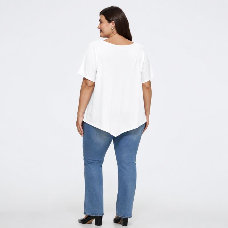 Blouse en coton à ourlet asymétrique grande taille - image 10