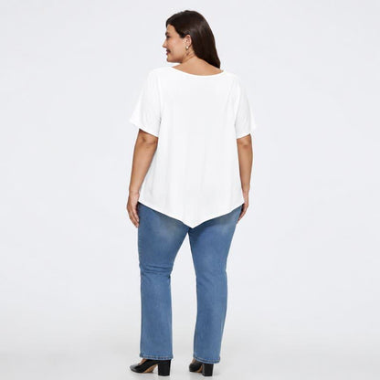 Blouse en coton à ourlet asymétrique grande taille - image 10