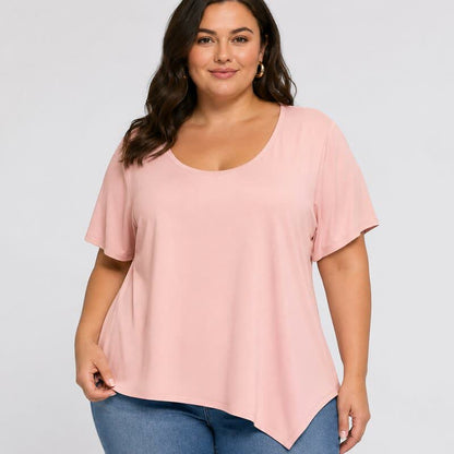 Blouse en coton à ourlet asymétrique grande taille - image 7