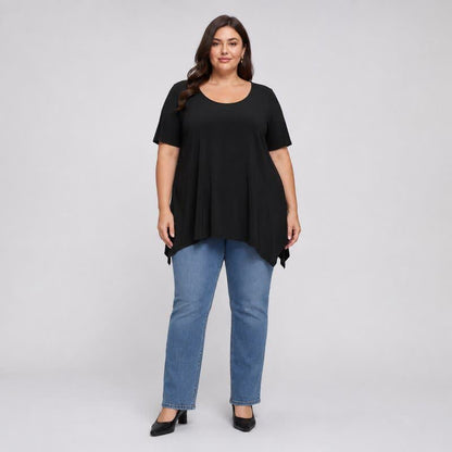 Blouse en coton à ourlet asymétrique grande taille - image 4