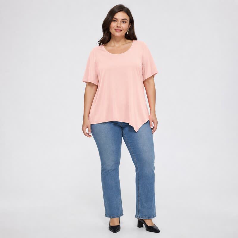 Blouse en coton à ourlet asymétrique grande taille - image 8