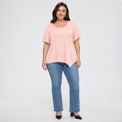 Blouse en coton à ourlet asymétrique grande taille - image 8