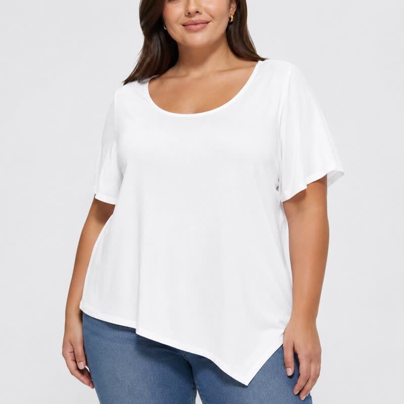 Blouse en coton à ourlet asymétrique grande taille - image 11