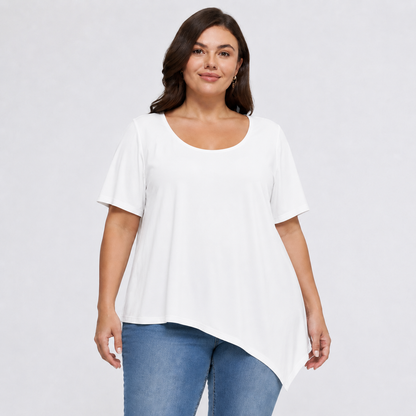 Blouse en coton à ourlet asymétrique grande taille - image 9