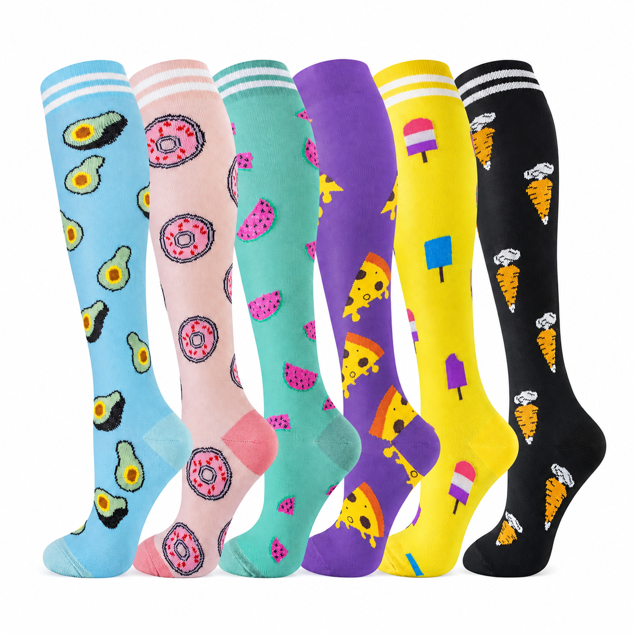 Chaussettes de compression à motifs alimentaires (6 paires) - image 3