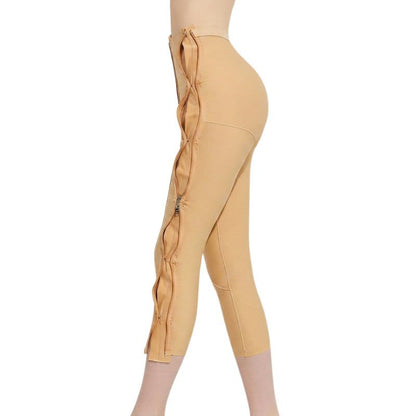 Pantalon Capri gainant taille haute à double fermeture éclair ajustable - image 3