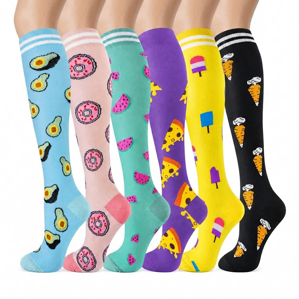 Chaussettes de compression à motifs alimentaires (6 paires) - Multicolore - S/M - image 0