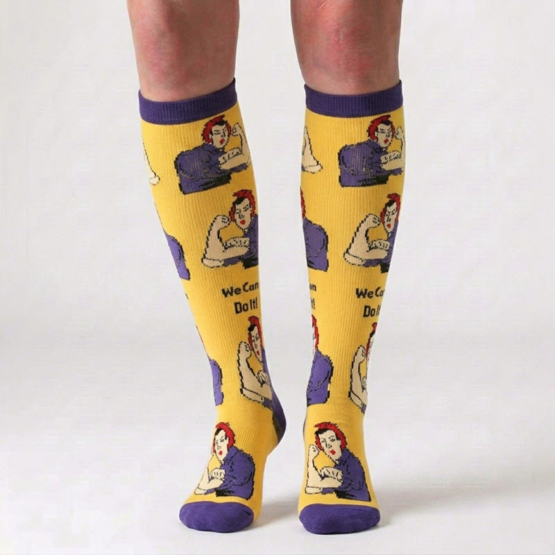 Chaussettes de compression à imprimé animal de dessin animé amusant (5 paires) - image 1