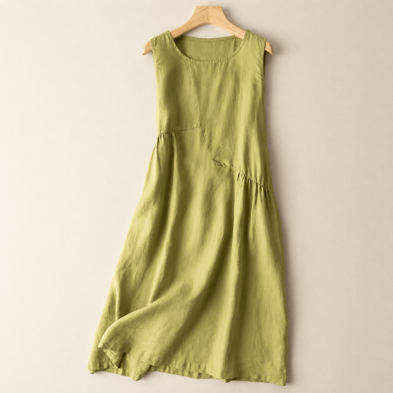 Robe midi à poches en coton et lin - Vert - 2XL - image 0
