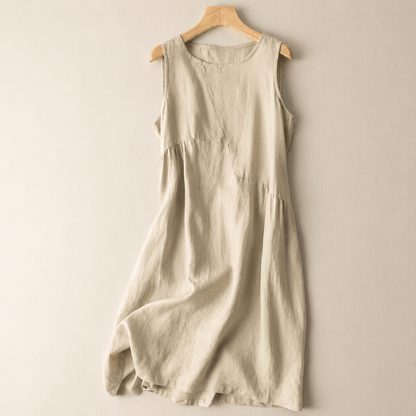 Robe midi à poches en coton et lin - Abricot - 2XL - image 2
