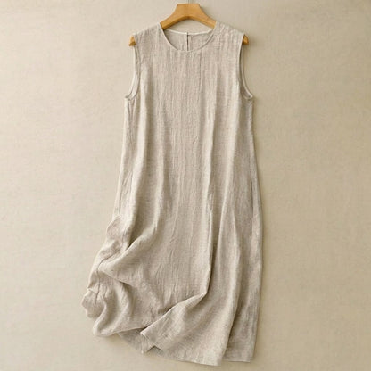 Robe maxi décontractée en coton et lin - Abricot - 2XL - image 0