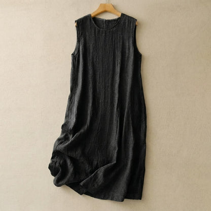 Robe maxi décontractée en coton et lin - Noir - 2XL - image 1