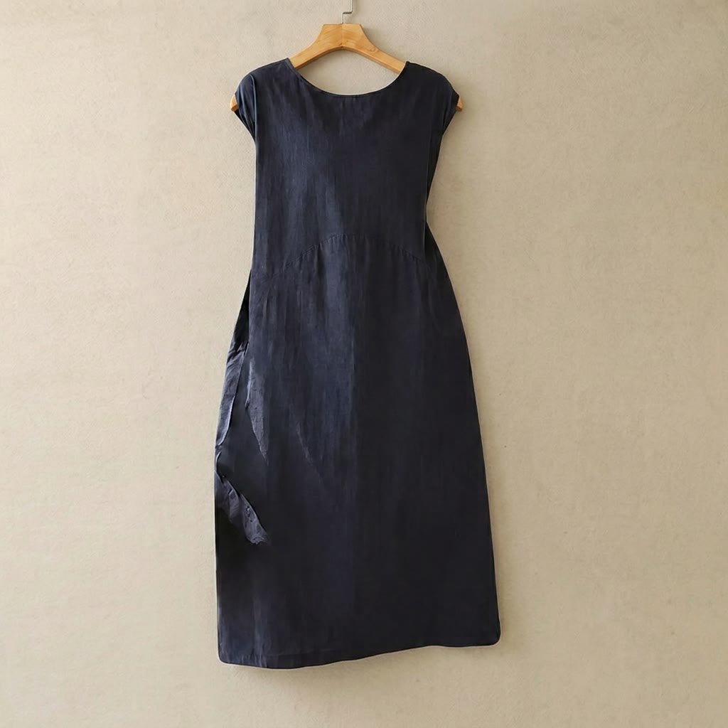Robe midi en mélange de coton texturé - image 0
