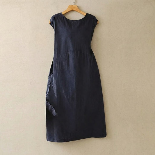 Robe midi en mélange de coton texturé - image 0