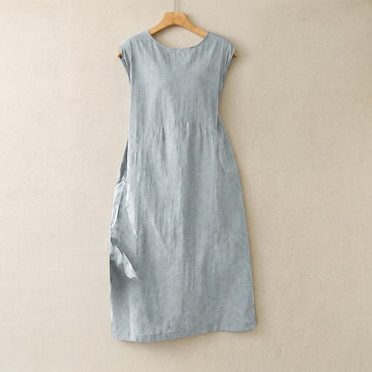 Robe midi en mélange de coton texturé - image 1
