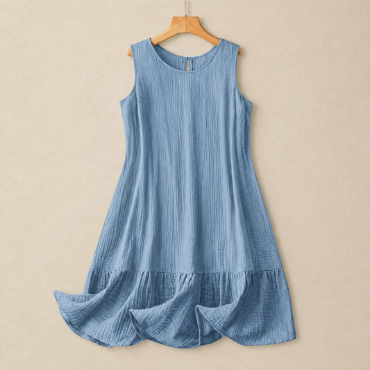 Robe midi trapèze sans manches - Bleu - 4XL - image 0
