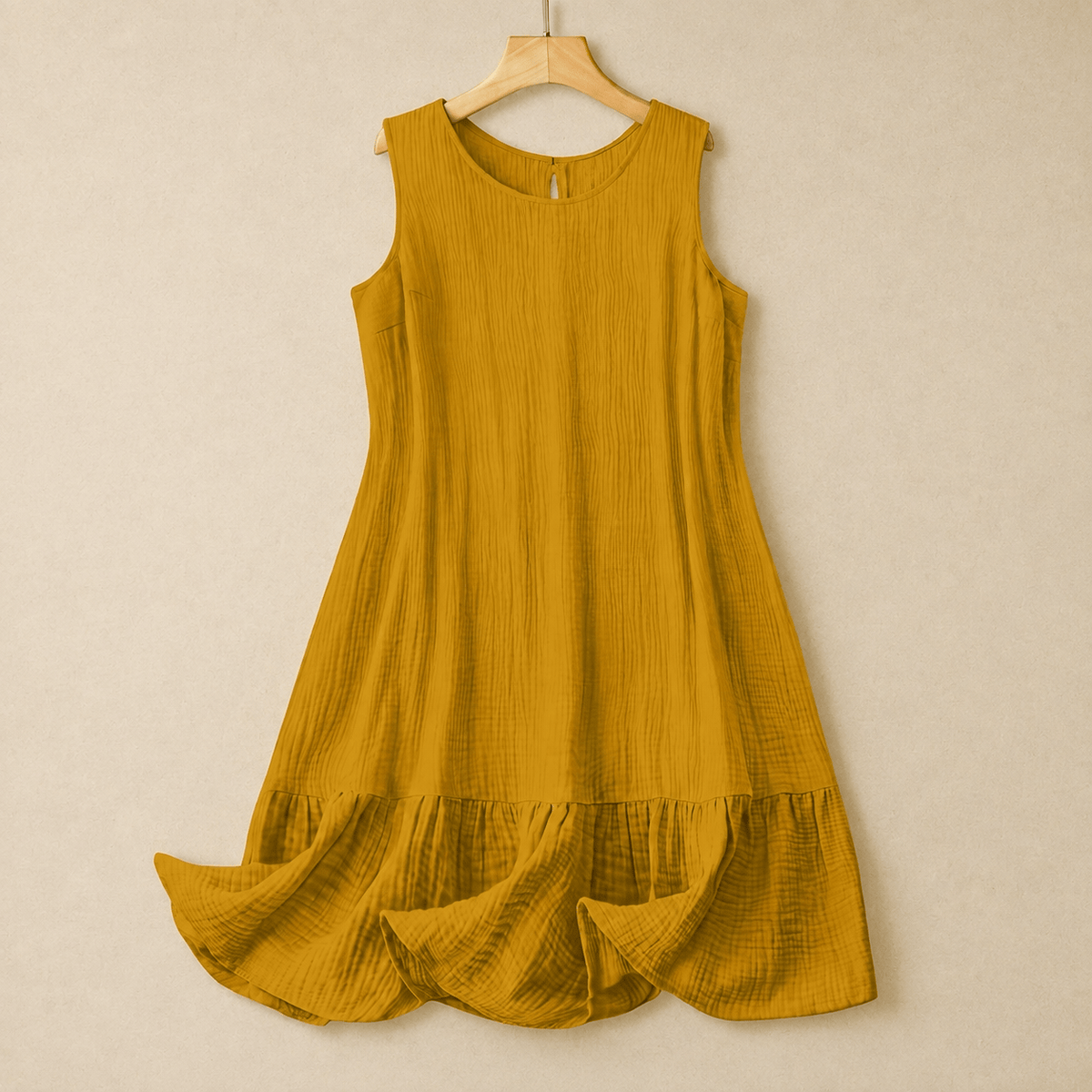 Robe midi trapèze sans manches - Jaune - 4XL - image 3