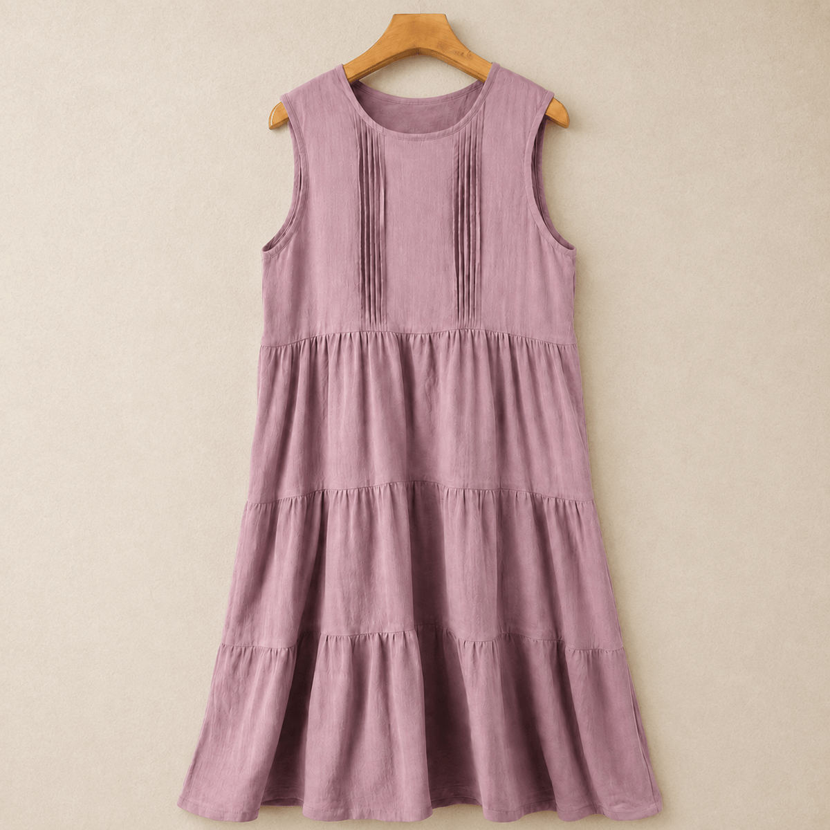 Robe midi sans manches à volants en coton - Violet - XL - image 0