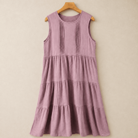Robe midi sans manches à volants en coton - Violet - XL - image 0