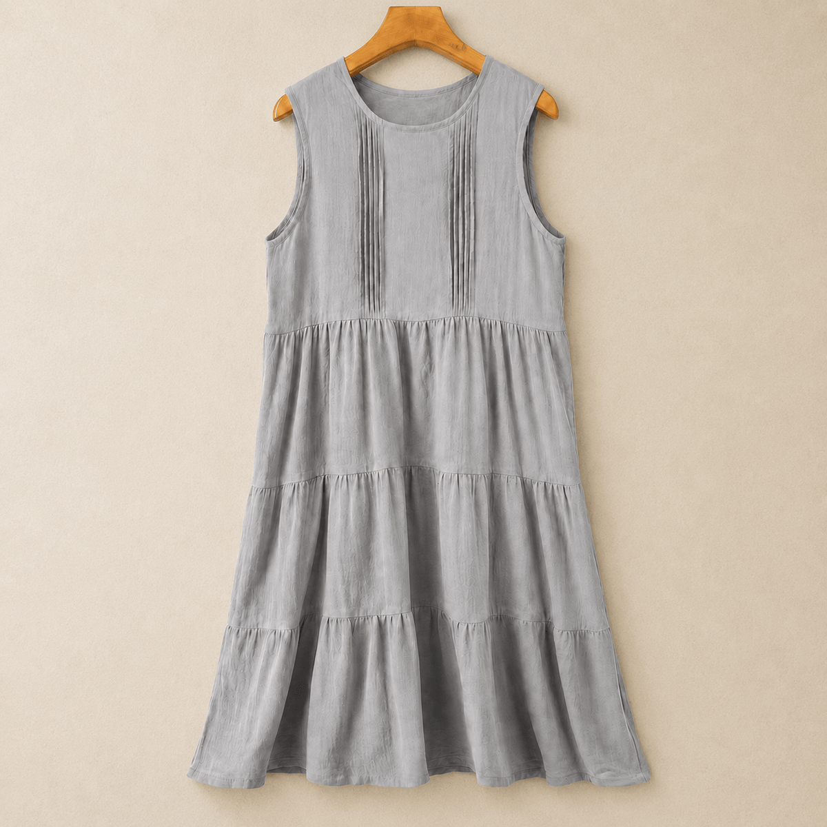 Robe midi sans manches à volants en coton - Gris - XL - image 2