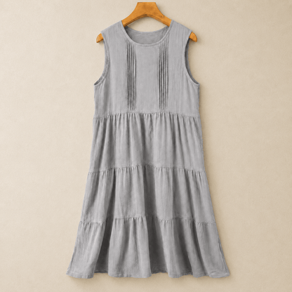 Robe midi sans manches à volants en coton - Gris - XL - image 2